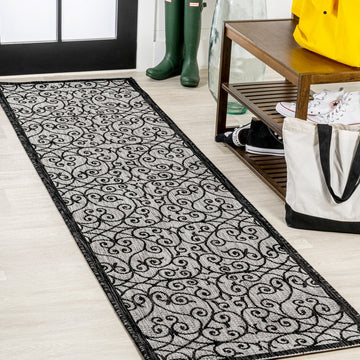 Madrid Vintage Filigree Textured Weave Indoor/outdoor Runner Rug
